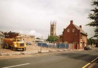 Derelict site on Denby Street showing (right) No. 14 The Sportsman public house
