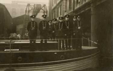 Unidentified firemen, possibly at Sheffied Canal Basin