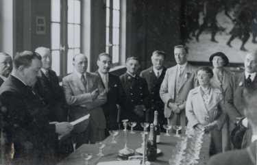 Group at possibly Ypres Town Hall during Sheffield pilgrimage to Sheffield Memorial Park, Serre, France