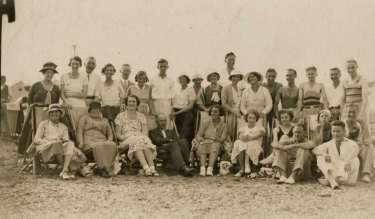 Group on Torquay beach, Devon