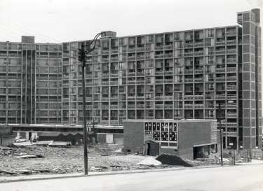 Park Hill Redevelopment Area, Part 1: [Park Hill Flats construction]. Block A showing (bottom right) Park Hill School