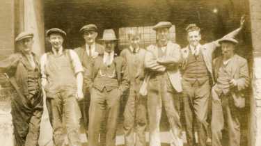 Unidentified works group, possibly at the Niagara Dam project, USA
