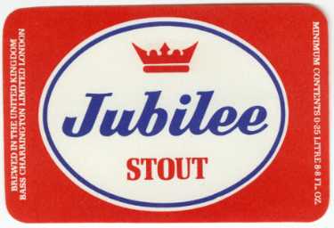 Beer label for Jubilee Stout, [brewed by] Bass Charrington (North) Ltd., Brewery, Clay Wheels Lane