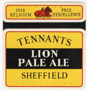 Beer label for Lion Pale Ale [brewed by] Tennant Brothers Ltd., Exchange Brewery, Bridge Street
