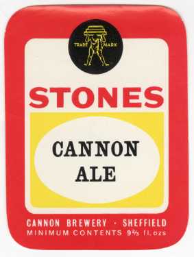 Beer label for Cannon Ale [brewed by] William Stones Ltd., Cannon Brewery, junction of Rutland Road and Boyland Street, Neepsend