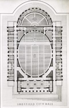 Floor plan of the Oval Hall and Memorial Hall, City Hall, Barkers Pool