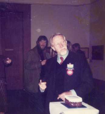 Frank Constantine OBE (1919 - 2014) (1st right), Director of Sheffield City Art Galleries 1964 - 1982 seen here probably celebrating the award of his OBE
