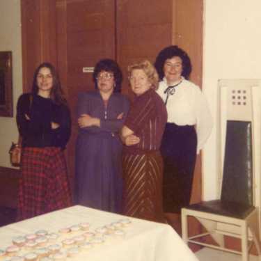 Staff at the celebratory event marking the award of an OBE to Frank Constantine (1919 - 2014), Director of Sheffield City Art Galleries 1964 - 1982