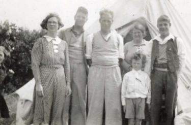 Clayton family group camping at Anderby, Lincolnshire