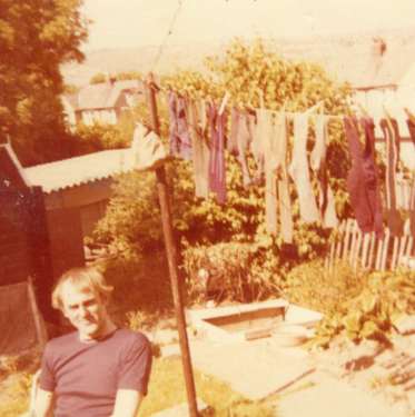 Ron Clayton in rear garden