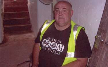 Ron Clayton on the site of the Sheffield Castle remains, off Waingate