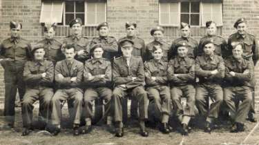 Group of unidentified soldiers showing George Clayton (back row,1st left)
