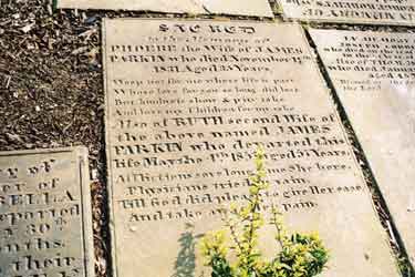 Gravestone of members of the Parkin family, St. George C. of E. Church, Brook Hill