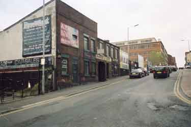 Nos. 192; 190b Vintage Vixen and 188, former premises of W. H. Parkin and Sons, bone haft and scale cutters, Ox Ivory Works, Rockingham Street looking towards (right) Rockingham Court, offices
