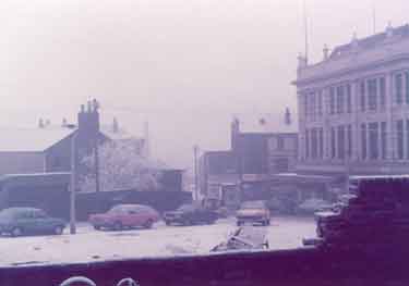 View from Chippingham Place showing (right) John Banner Ltd., drapers and house furnishers, Nos. 620 - 636 Attercliffe Road and (centre) Shortridge Street