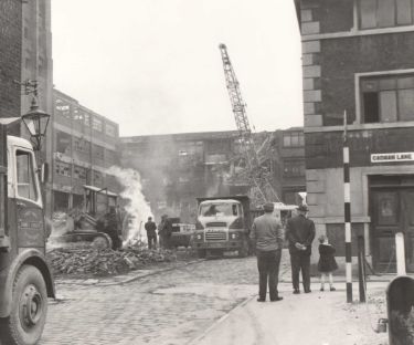 Demolition of Walker and Hall Ltd., Electro Works, Eyre Street; taken from junction of Cadman Lane and Surrey Street