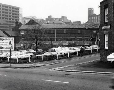 Car park at the junction of Bailey Lane and Broad Lane showing (right) Bennett and Heron Ltd., cutlery manufacturers, No. 65 Broad Lane