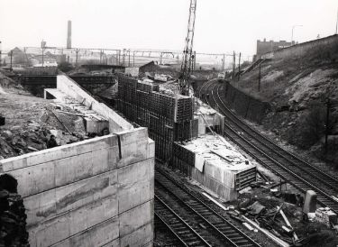 Railway construction work below (right) Bernard Road