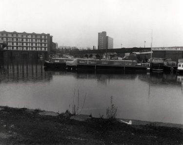Canal Basin looking towards Straddle Warehouse showing (centre) Smithfield House and  (right) Green's Canal and River Craft