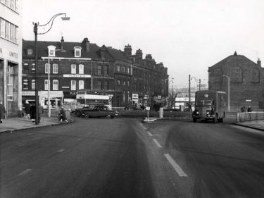 Roundabout at the junction of Ecclesall Road, The Moor and London Road from St. Mary's Gate