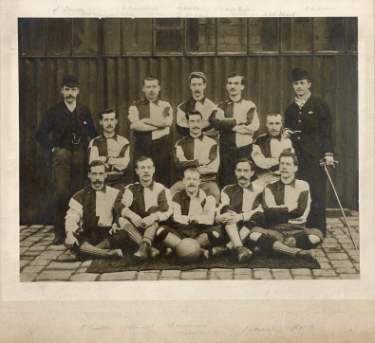 Unidentified football team possibly connected to Hadfields Ltd.