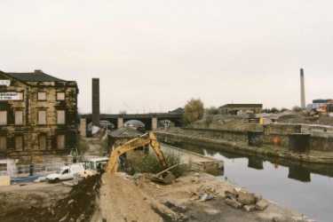 Restoration work on Sheffield and South Yorkshire Navigation showing (left) Sheaf Works, former premises of Thomas Turton and Sons and (top right) Bernard Road waste incinerator