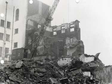 Demolition of Surrey Street United Methodist Chapel showing (top left) the Central Library