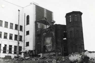 Demolition of Surrey Street United Methodist Chapel showing (top left) the Central Library