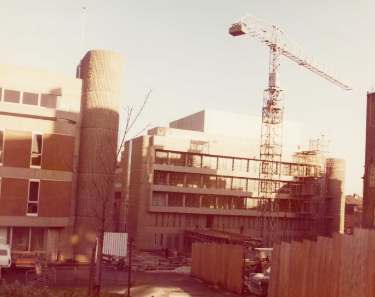 Construction of Law Courts, Waingate from junction of Water Lane, Snig Hill and Castle Street showing (left) South Yorkshire Police Headquarters