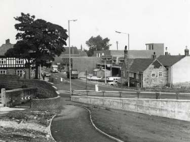 View from Tannery Close looking towards (centre) Tannery Street and Cross Street showing (left) The Royal Hotel