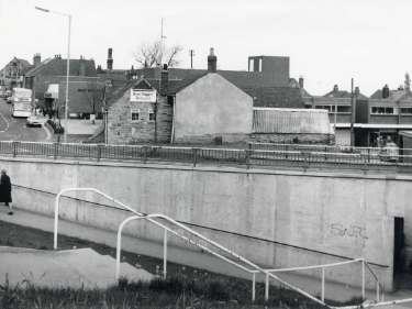 Subway under Tannery Street showing (left) Cross Street and (centre) Cross Daggers Restaurant