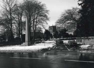 Norton Lane showing (left) the Chantrey Memorial and (centre) St. James C. of E. Church, Norton