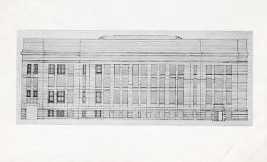 Architects drawing of rear of Central Library and Graves Art Gallery, Surrey Street