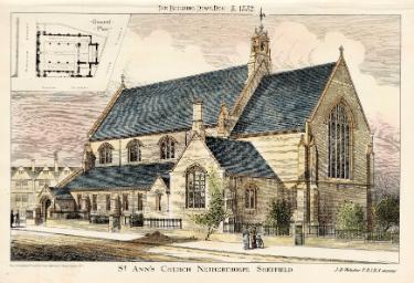 St. Ann C. of E. Church, [Hoyle Street], Netherthorpe viewed from Dover Street