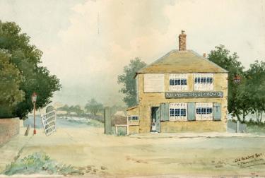 Old Hunters Bar [toll gate], painted by E. Massingham