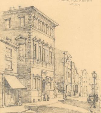 Sheffield Public Reference Library, drawn by Edward S. Billin