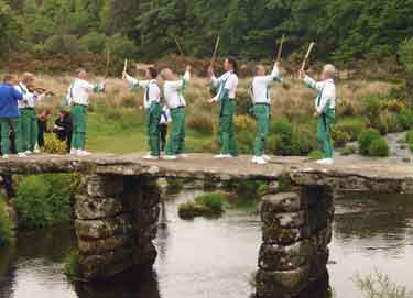 Sheffield City Morris dancing at Postbridge, Dartmoor, Devon