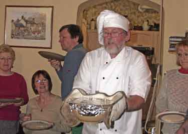 Sheffield City Morris at Curry Night following their New Year's Day dancing at Sheffield Cathedral