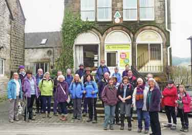 Sheffield City Morris members and friends outside Youlgreave Youth Hostel ready for a day's walking