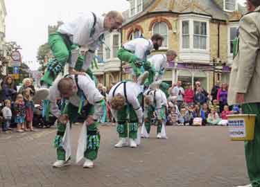 Sheffield City Morris. On tour at the Sidmouth Folk Festival, Devon, dancing the nautical dance 'Mal de Mer'