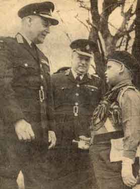 Sir William Pike, commissioner in chief designate of the St. John Ambulance at an inspection of the Corps at Psalter Lane