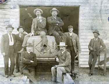 Group of men associated with Burgon and Ball Ltd., manufacturers of sheep shearing equipment, Sydney, Australia
