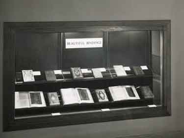Beautiful Bindings, an exhibition of books, display window, Reference Library, Central Library, Surrey Street