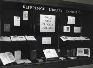 Books from Private Presses, an exhibition of books, display window, Reference Library, Central Library, Surrey Street