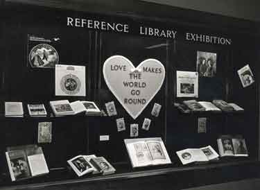 The Moderns, an exhibition of books and records, display window, Reference Library, Central Library, Surrey Street