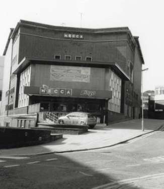 Mecca Bingo Club (formerly the Odeon Cinema), Flat Street from the junction (right) with Esperanto Place
