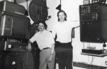 Ray Byers and Martin Vickers, projectionists, Odeon Cinema, Burgess Street