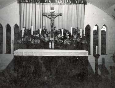 Church and its altar, possibly Norton prisoner of war camp 174, Cuckney, near Mansfield, Nottinghamshire