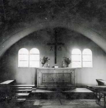 Church and altar, possibly Norton prisoner of war camp 174, Cuckney, near Mansfield, Nottinghamshire