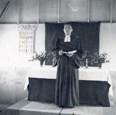 Opf. Damrat in church, possibly Norton prisoner of war camp 174, Cuckney, near Mansfield, Nottinghamshire